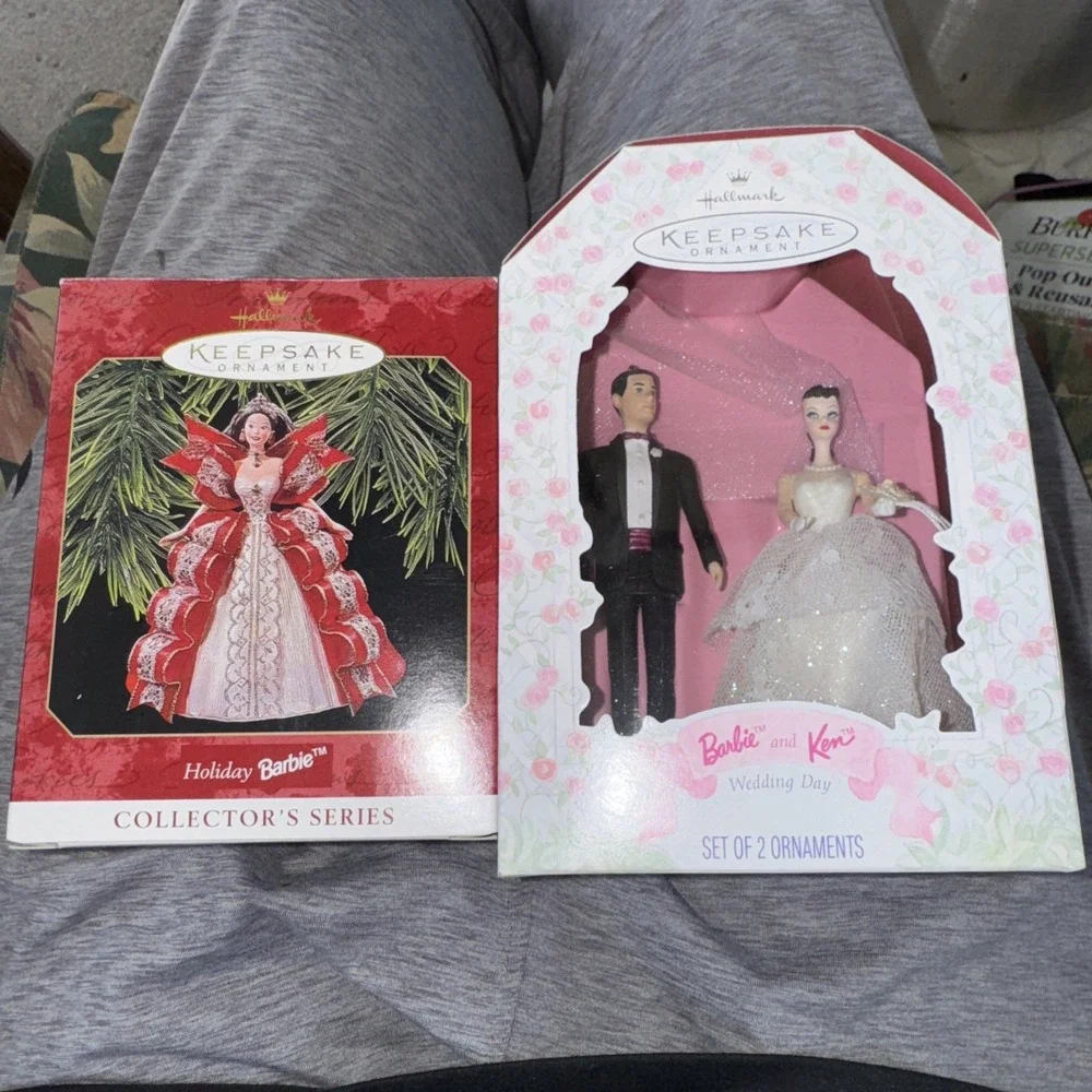 LOT‎ OF 2 HALLMARK KEEPSAKE BARBIE CHRISTMAS ORNAMENT WINTER WEDDING & HOLIDAY!